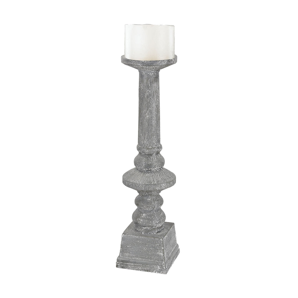 9166-022 Floor Standing Grey Washed Candle Holder - Medium - Free Shipping! Candle/Candle Holder - RauFurniture.com