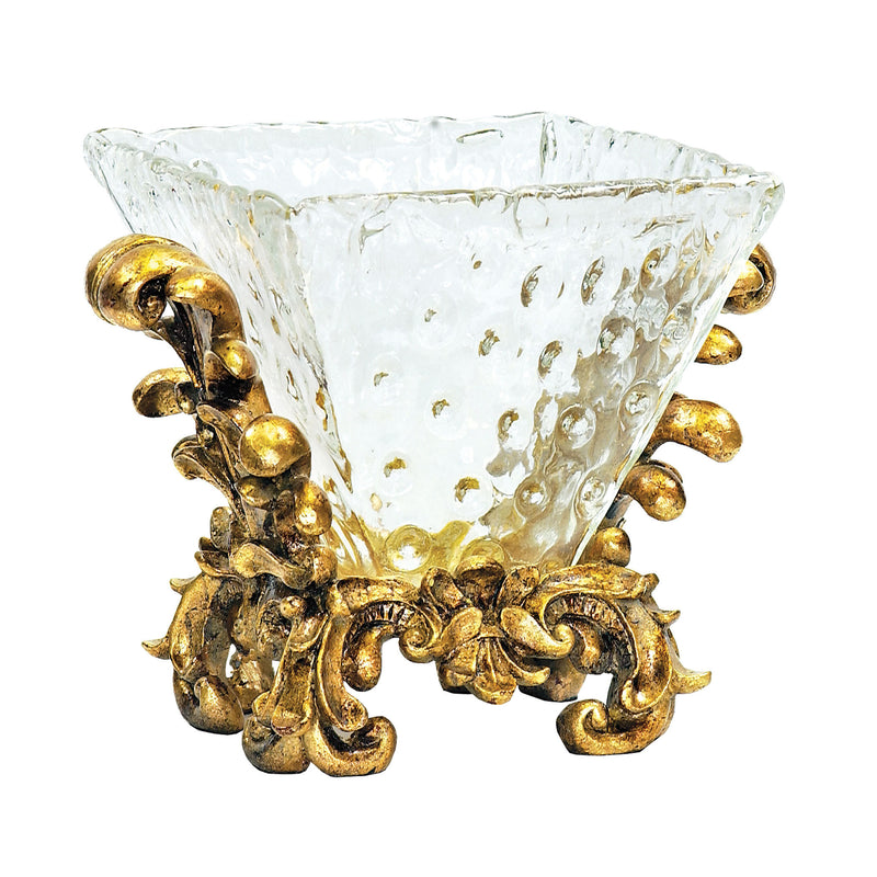 93-3478  Fanciful Knob Glass Bowl On Stand Bowl - RauFurniture.com