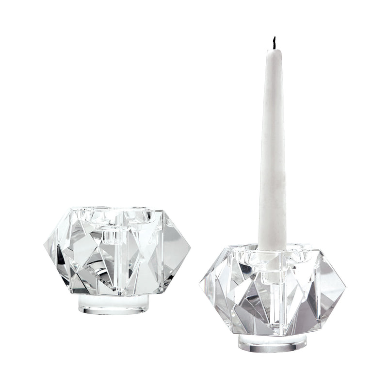 980010/S2 Small Faceted Star Crystal Candleholders - Set of 2 Candle/Candle Holder - RauFurniture.com