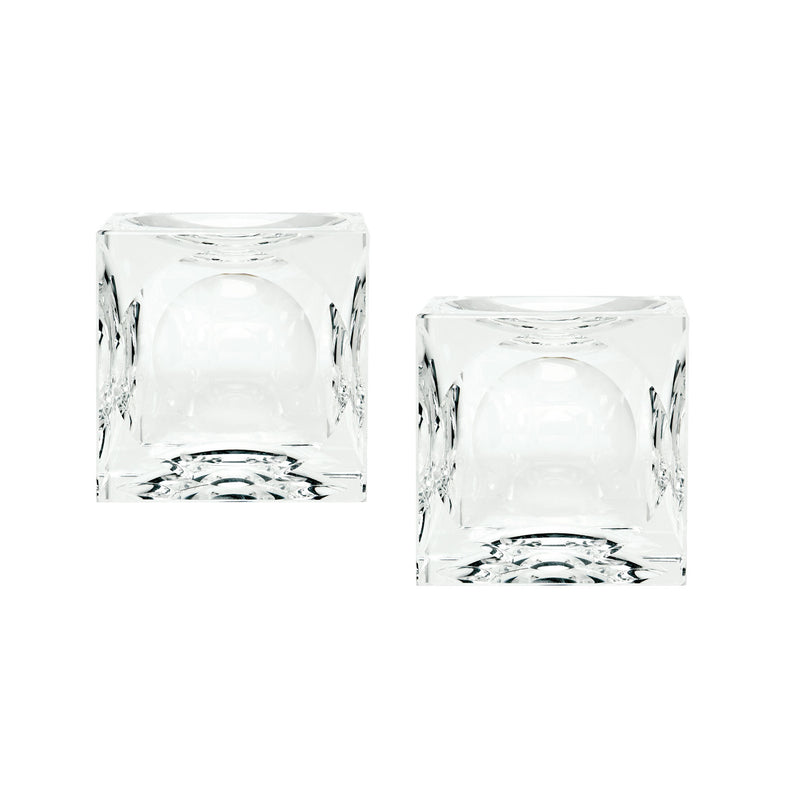 980016/S2 Small Dimpled Crystal Cubes - Set of 2 Candle/Candle Holder - RauFurniture.com