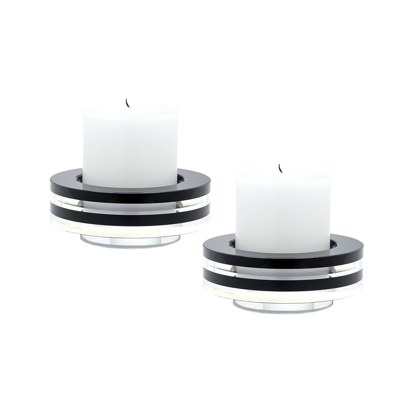 980025/S2 Round Tuxedo Crystal Candleholder - Set of2 Candle/Candle Holder - RauFurniture.com