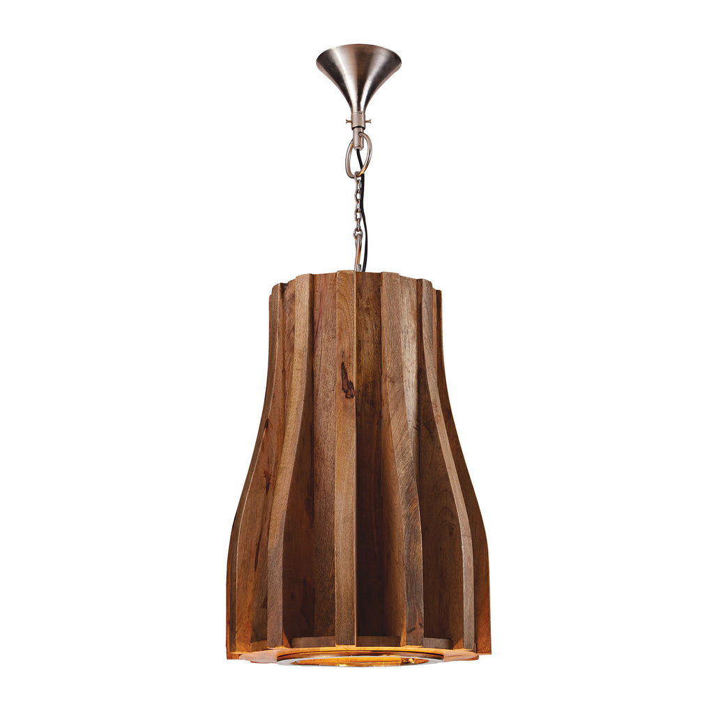 985-018 Retro 1 Light Pendant In Natural Mango Wood Pendant - RauFurniture.com