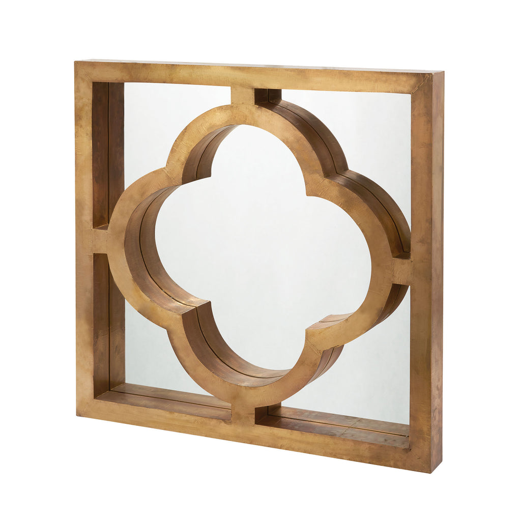 985-024 Quatrefoil Brass Clad Mirror Mirror - RauFurniture.com