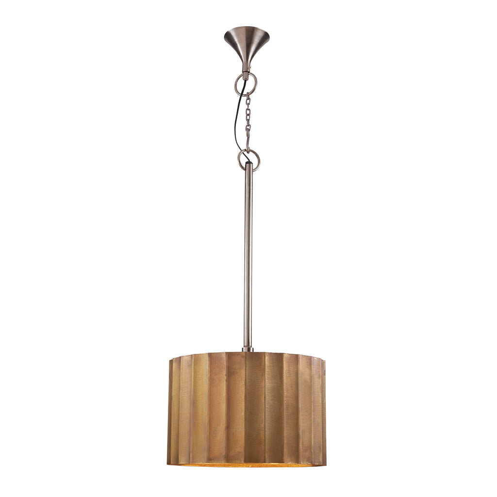 985-026 Medium Brass Clad Ribbed Pendant Pendant - RauFurniture.com