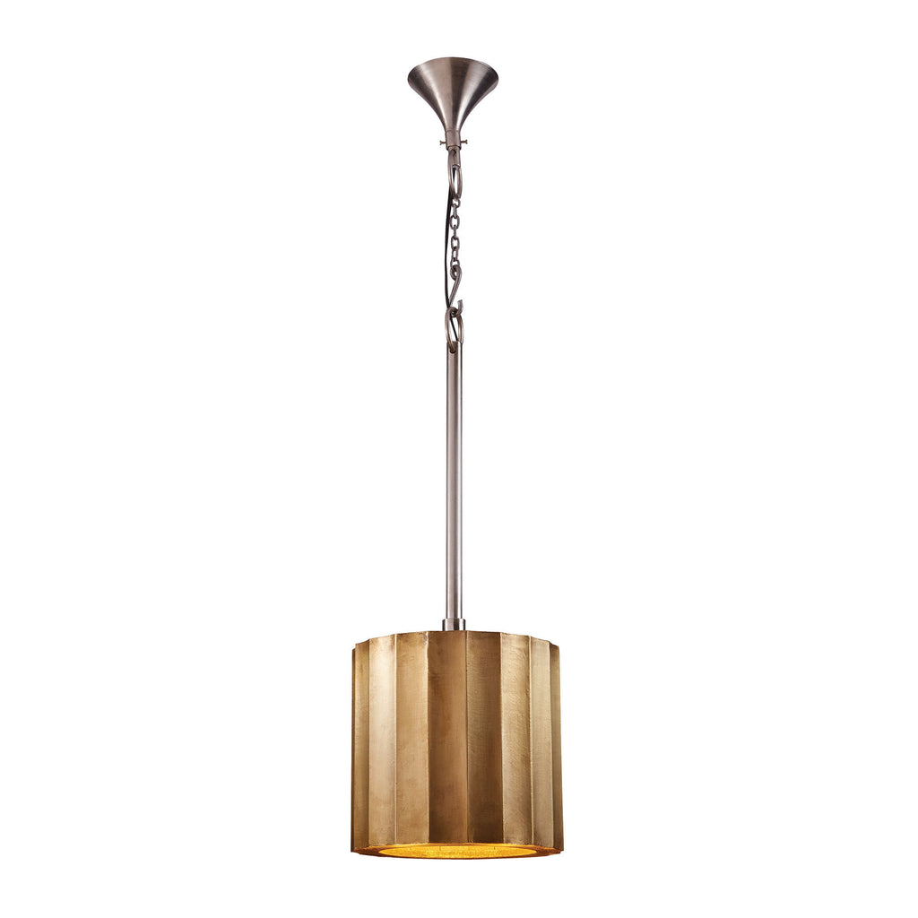985-027 Small Brass Clad Ribbed Pendant Pendant - RauFurniture.com
