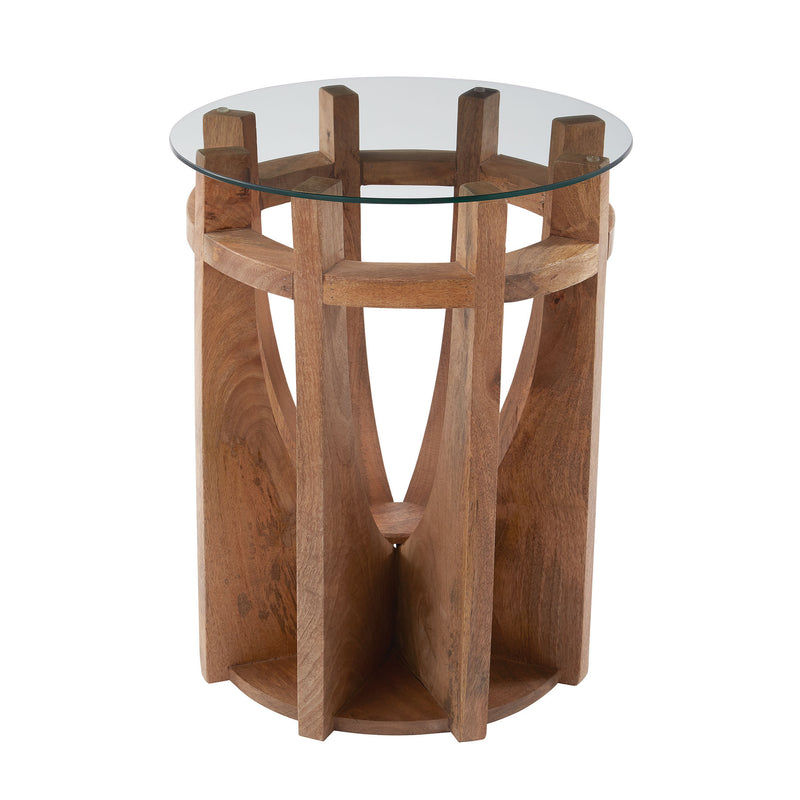 985-037 Wooden Sundial Side Table Table - RauFurniture.com