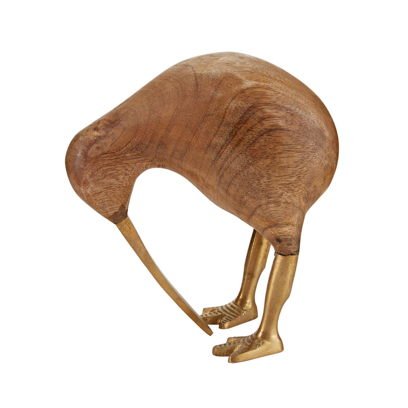 985-041 Decorative Kiwi In Mango Wood And Brass Candle/Candle Holder - RauFurniture.com