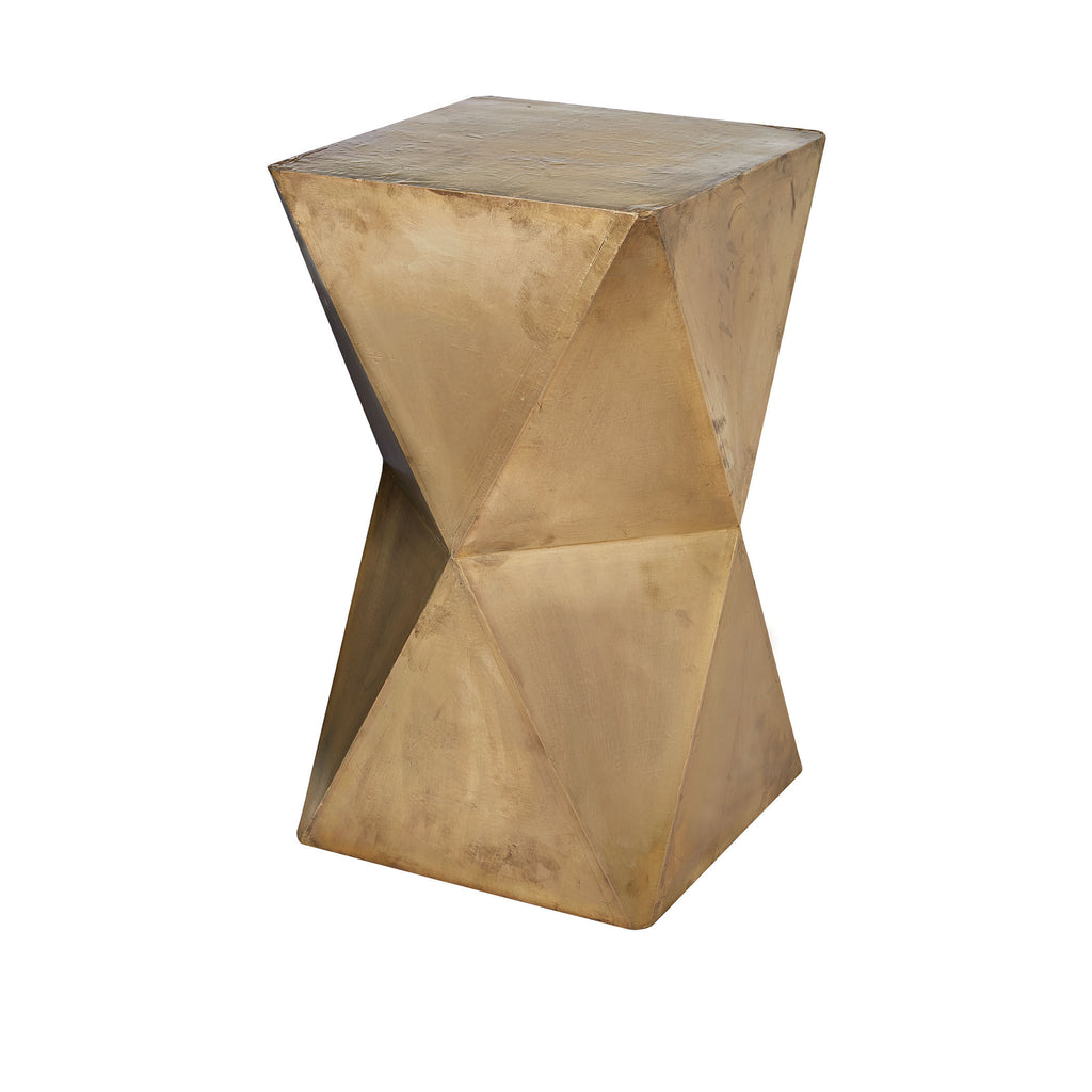 985-042 Faceted Stool With Brass Cladding Stool - RauFurniture.com