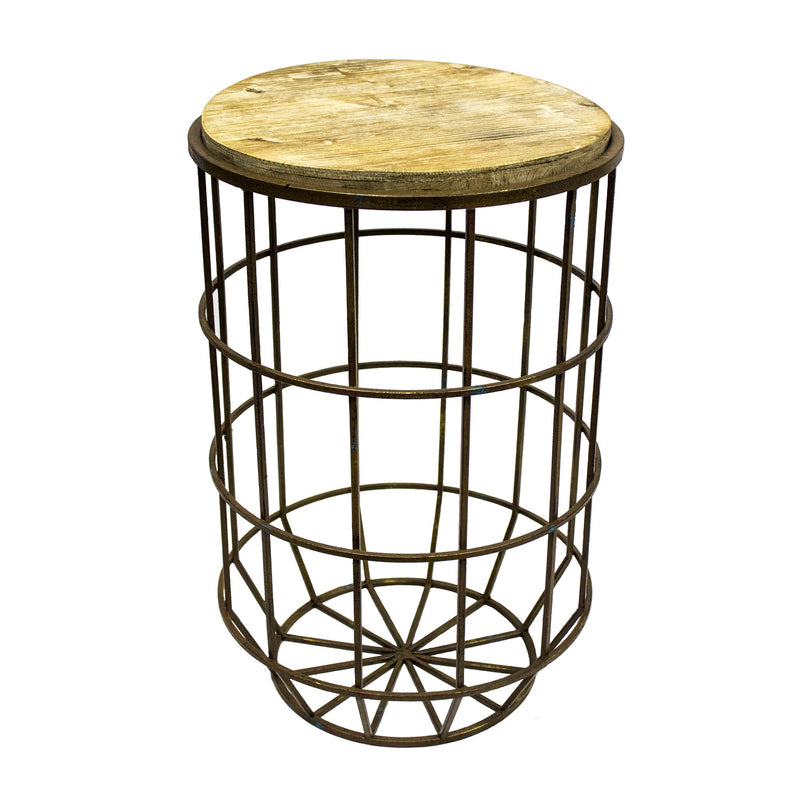 Round Metal/Wood Accent Table Ds