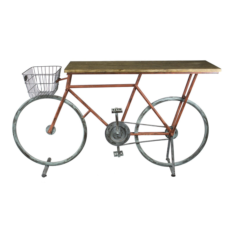 Bicycle Console Table, Red/Blue