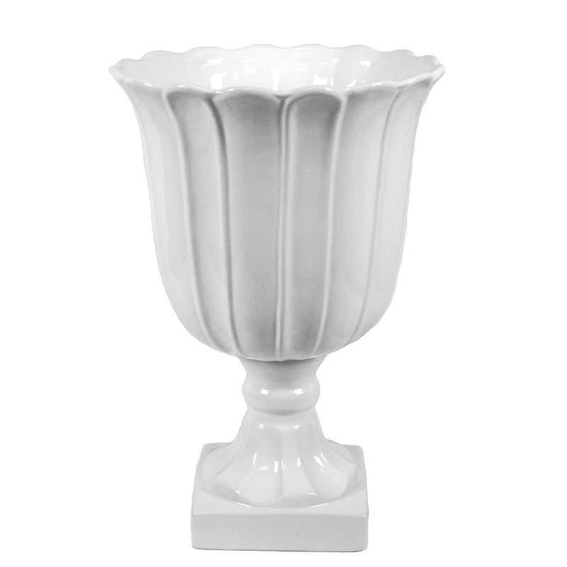 White Footed Urn Vase 16"