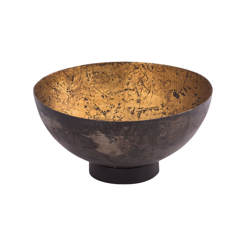 BOWL028 - Iron Bowl in Antique Gold and Black -Small