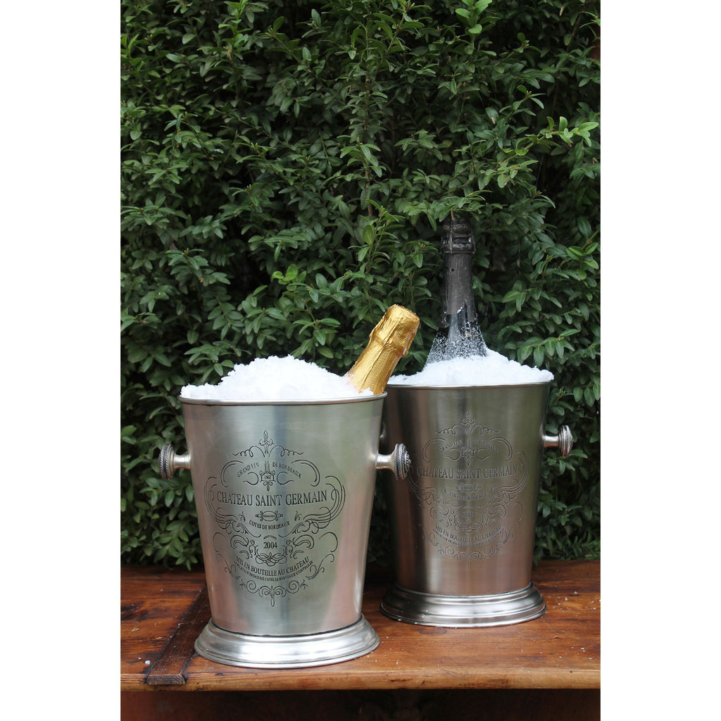 BUCK002 - Champagne Bucket in Antique Silver and Brass (8-inch top, 6-inch base)