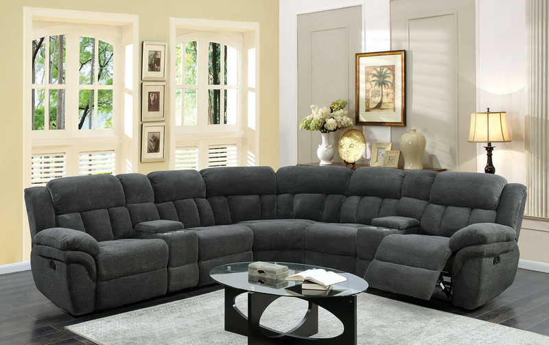 UST Santorini Wesley Graphite Modular 7 Piece Sectional with POWER Recliners - ReeceFurniture.com