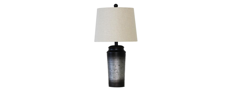 FHA001A Black/Silver Resin Table Lamps 2 Piece Set - ReeceFurniture.com