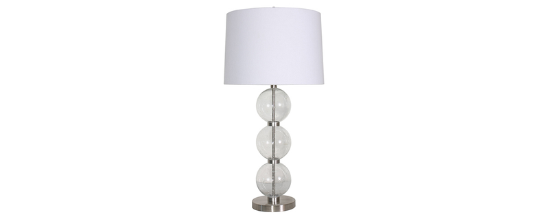 FH7443A Glass & Steel Table Lamps 2 Piece Set - ReeceFurniture.com