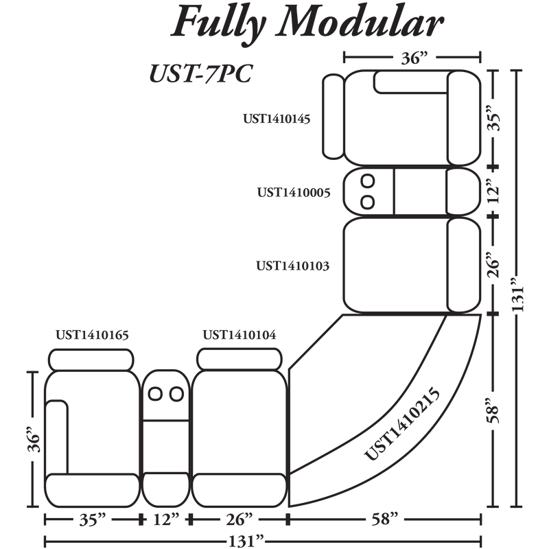 UST Santorini Wesley Graphite Modular 7 Piece Sectional - ReeceFurniture.com