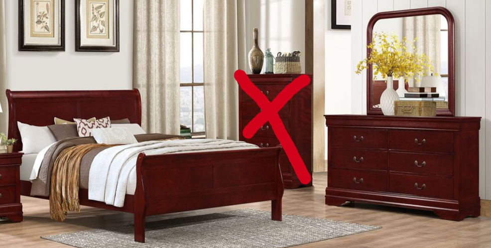 Louis Philip Cherry Bedroom Set, Bedroom Set